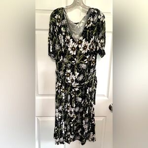 Floral Black and White Dress